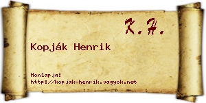Kopják Henrik névjegykártya